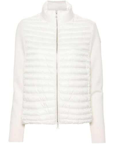 Moncler Panelled Quilted Jacket - Women's - Down/feather/polyamide/polyamidevirgin Wool - White