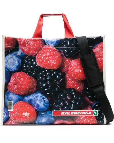 Balenciaga Multicolor Bread Print Tote Bag - Men's - Fabric/calf Leather - Red