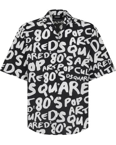 DSquared² 80's Pop-print Cotton Shirt - Black