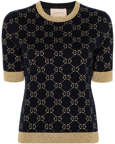 Gucci gg-jacquard Lamé Knitted Top - Multicolor