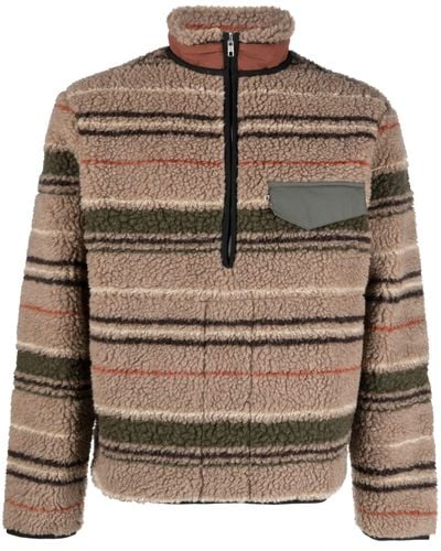 RANRA Thjorsar Striped Fleece Sweatshirt - Brown