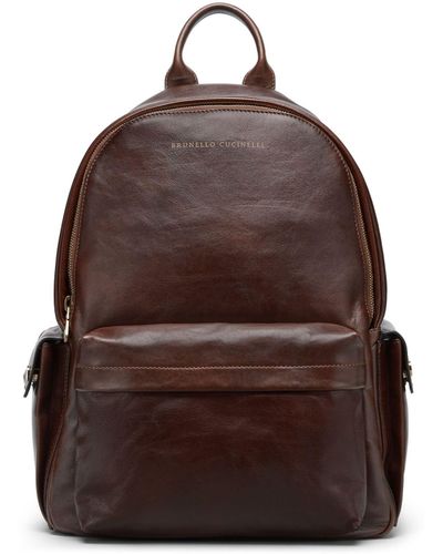 Brunello Cucinelli Leather Backpack - Men's - Leather - Brown