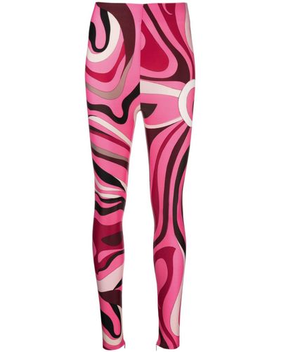 Emilio Pucci Marmo Print leggings - Women's - Viscose/spandex/elastane/polyamide - Red