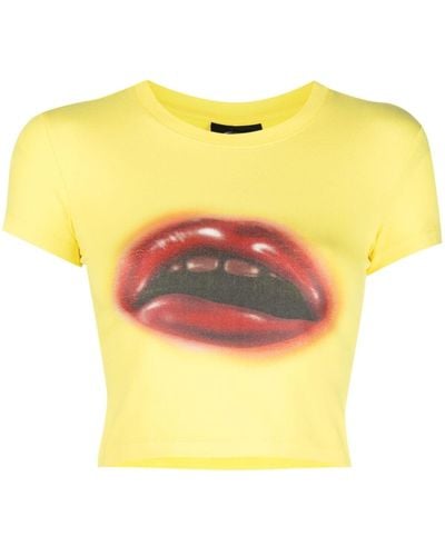 Mowalola Bloody Mouth Cropped T-shirt - Yellow