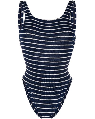 Hunza G Striped Crinkled One-piece Swimsuit - Women's - Recycled Polyester/polyamide/lycra - Blue