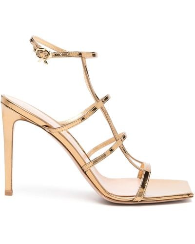 Gianvito Rossi Tone Caged 95mm Patent Leather Sandals - Natural