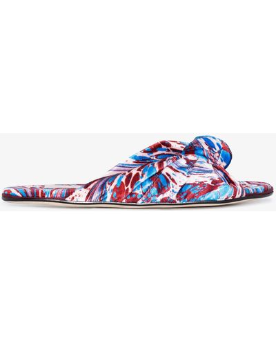 Olivia Morris At Home Multicoloured Violet Knotted Slides - Women's - Fabric/calf Leather - Blue