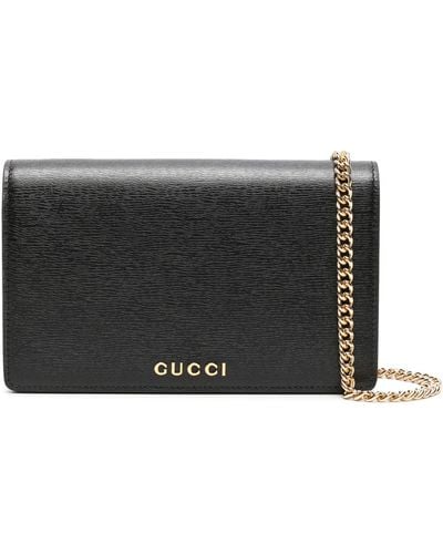 Gucci Logo-print Leather Shoulder Bag - Black