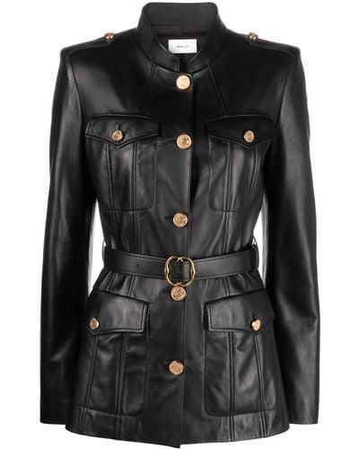 Bally Belted Leather Jacket - Black