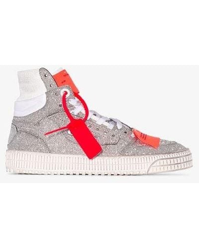 Off-White c/o Virgil Abloh Silver Off-court Glitter High Top Trainers - Metallic