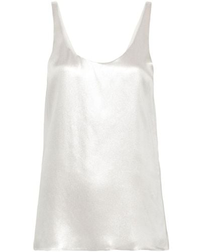 Chloé Silk Lamé Tank Top - Women's - Silk - White
