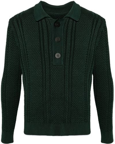 Jacquemus Cable-knit Polo Jumper - Men's - Elastane/viscose - Green