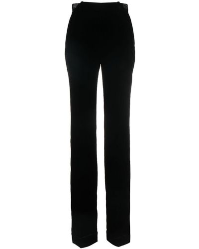 Saint Laurent High-waist Velvet Pants - Women's - Spandex/elastane/viscose - Black