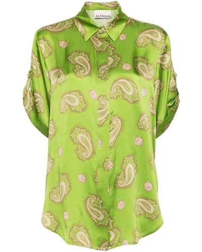 ALÉMAIS Green Dice Silk Shirt