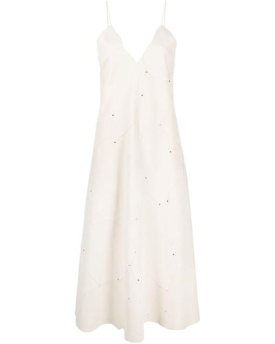 Chloé Neutral Stud-embellished Leather Maxi Dress - Women's - Lamb Skin - White