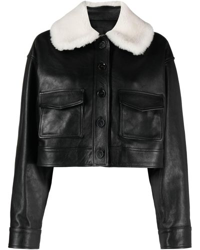 Proenza Schouler Judd Leather Jacket - Women's - Sheep Skin/shearling/viscose/lamb Skin - Black