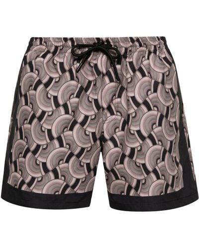 Dries Van Noten Neutral Pattern-print Swim Shorts - Men's - Polyamide/polyester/spandex/elastane - Black