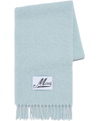 Marni Logo-patch Knitted Scarf - Blue