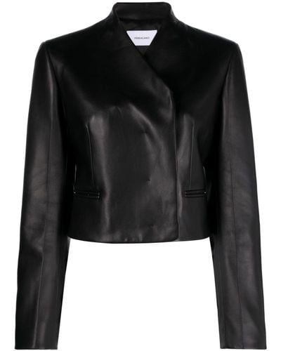 Ferragamo Cropped Leather Jacket - Black