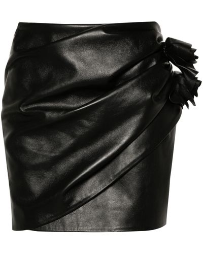 Magda Butrym Floral-appliqué Leather Miniskirt - Women's - Sheepskin/viscose - Black