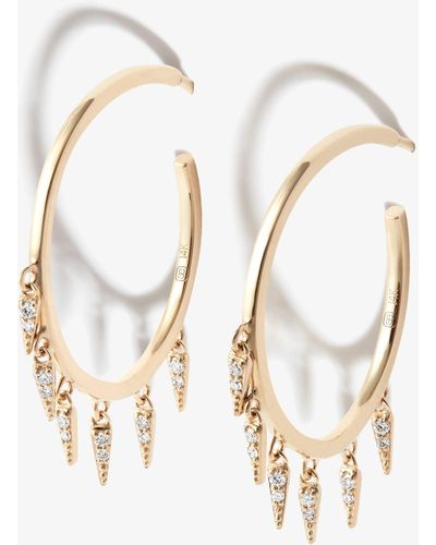 Sydney Evan 14k Yellow Medium Diamond Fringe Hoop Earrings - Women's - Diamond/14kt - Metallic