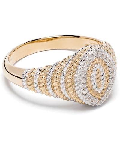 Yvonne Léon 9k Mini Chevalière Marquise Diamond Signet Ring - Women's - Gray Diamond/9kt Yellow /9kt White