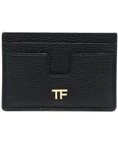 Tom Ford Tf-plaque Leather Cardholder - Black