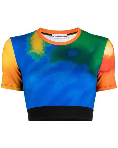 Rabanne Bodyline Rainbow Cropped T-shirt - Blue