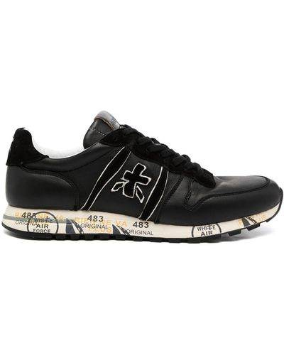 Premiata Logo-patch Low-top Leather Trainers - Black