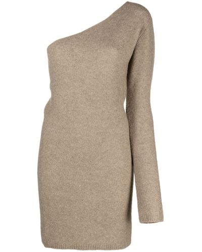 Lisa Yang Neutral One-sleeve Cashmere Mini Dress - Natural