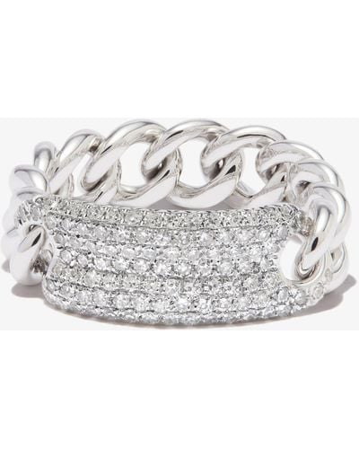 SHAY 18k White Gold Id Mini Link Diamond Ring - Women's - Diamond/18kt White Gold - Metallic