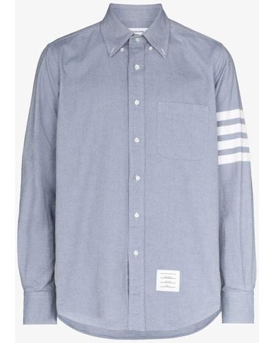 Thom Browne 4-bar Stripe Cotton Shirt - Blue