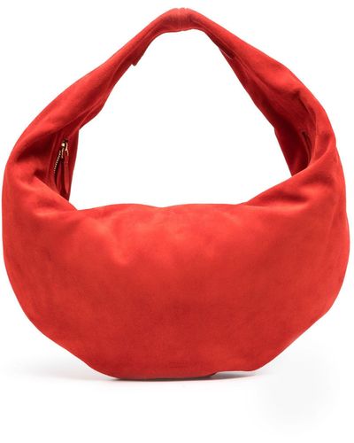 Khaite Olivia Medium Suede Shoulder Bag - Red