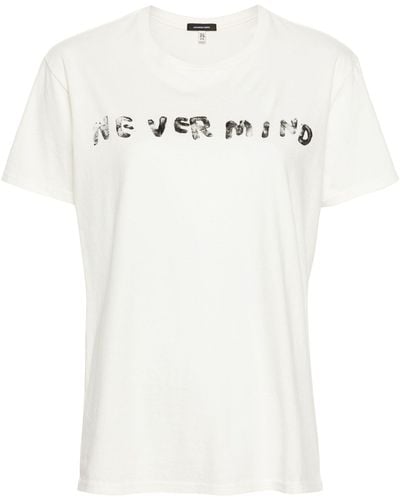 R13 Nevermind-print Cotton T-shirt - White