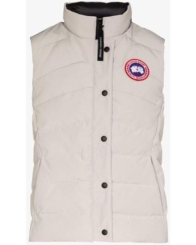 Canada Goose Logo-patch Padded Gilet - Women's - Cotton/feather Down/polyester - White
