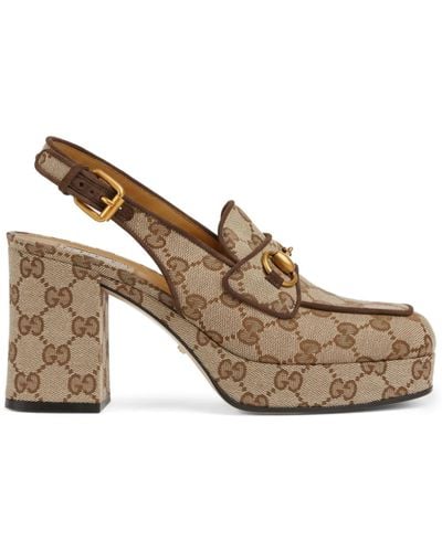Gucci Neutral Horsebit 85 Platform Court Shoes - Brown
