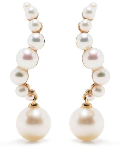 Mateo 14k Yellow Gold Curve Pearl Drop Earrings - Women's - Pearl/14kt Yellow Gold - White