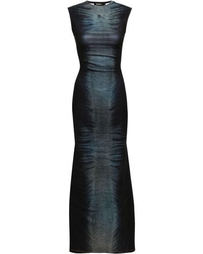 MISBHV Denim-print Mermaid Dress - Blue