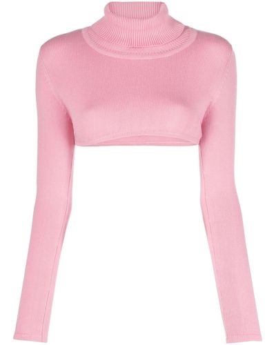 Thebe Magugu Cropped Roll-neck Sweater - Women's - Cotton - Pink