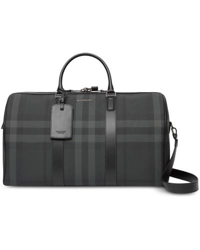 Burberry Check-pattern Faux-leather Holdall - Black