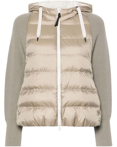 Brunello Cucinelli Knitted-sleeves Puffer Jacket - Women's - Wool/silk/polyester/goose Feather - Natural