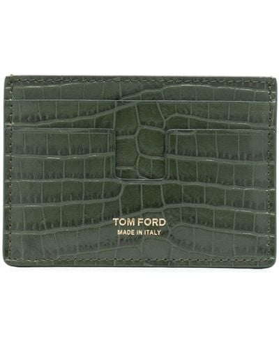 Tom Ford Crocodile-embossed Card Holder - Green