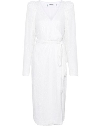 ROTATE BIRGER CHRISTENSEN Sequined Midi Wrap Dress - White