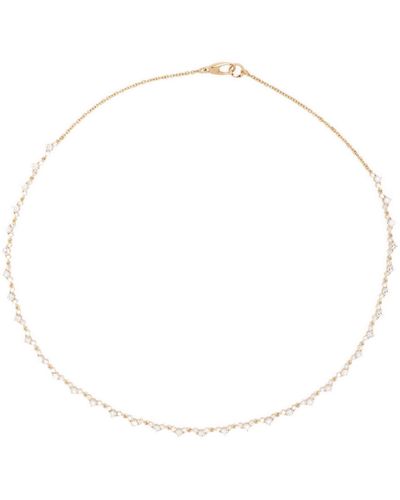 Lizzie Mandler 18k Yellow V-link Tennis Necklace - White