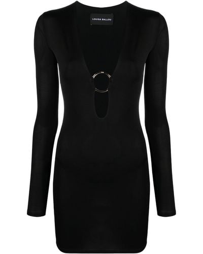 Louisa Ballou Helios Plunge Mini Dress - Black