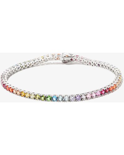 Hatton Labs Sterling Rainbow Crystal Tennis Bracelet - White