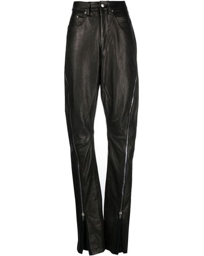 Rick Owens Zip-up Leather Tapered Pants - Black