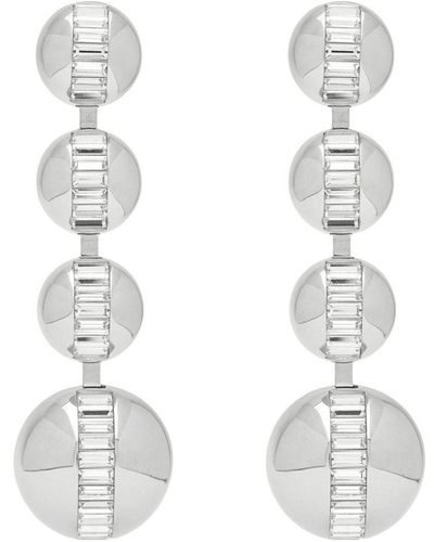 Saint Laurent -tone Multi Sphere Rhinestone Baguette Earrings - Women's - Brass/glass - White
