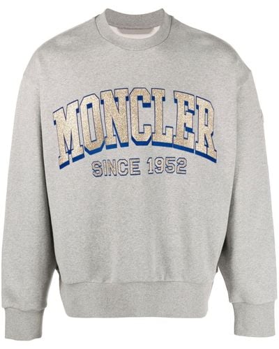 Moncler Flocked & Glitter Logo Sweatshirt - Gray