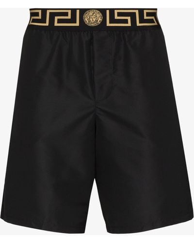 Versace Greca Waistband Swim Shorts - Black